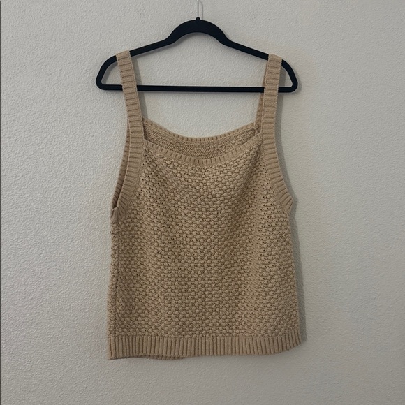 J. Crew Basket Stitch Sweater Tank Crochet Buff Clay Tan Neutral Size L/XL Boho - Picture 5 of 7